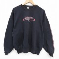 XL★古着 長袖 スウェット メンズ 90年代 90s ミリタリー USマリーン 大きいサイズ クルーネック USA製 黒 ブラック 25nov05 中古 スエット トレーナー トップス
