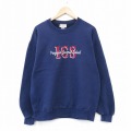 【20%OFF】L★古着 長袖 スウェット メンズ 90年代 90s IGS 刺繍 クルーネック USA製 紺 ネイビー 25nov05 中古 スエット トレーナー トップス