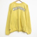 XL★古着 長袖 スウェット メンズ 90年代 90s WAKE 刺繍 大きいサイズ クルーネック USA製 黄 25nov12
