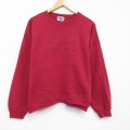 XL★古着 リー Lee 長袖 スウェット メンズ 90年代 90s ビッグロゴ 刺繍 クルーネック USA製 赤 25nov12