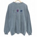 XL★古着 長袖 スウェット メンズ 00年代 00s SIMMONS 刺繍 コットン クルーネック 濃緑 霜降り 25nov12