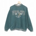 XL★古着 長袖 スウェット メンズ 90年代 90s W クルーネック 緑 25nov12
