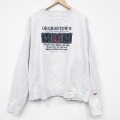 XL★古着 MVスポーツ 長袖 スウェット メンズ 00年代 00s MOM 刺? 大きいサイズ クルーネック 薄グレー 霜降り 25nov15