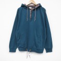 XL★古着 長袖 ハーフジップ スウェット パーカー メンズ 90年代 90s 無地 緑 25nov15