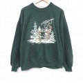XL★古着 長袖 スウェット メンズ 90年代 90s 鳥小屋 クルーネック USA製 濃緑 25nov18