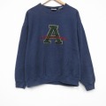 L★古着 アリゾナジーンズ 長袖 スウェット メンズ 90年代 90s ビッグロゴ 刺繍 クルーネック USA製 紺 25nov18