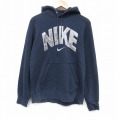M★古着 ナイキ NIKE 長袖 スウェット パーカー メンズ ビッグロゴ 紺 25nov18
