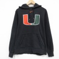 XL★古着 ナイキ NIKE 長袖 スウェット パーカー メンズ マイアミハリケーンズ 黒 25nov15