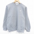 M★古着 アディダス adidas 長袖 スウェット メンズ 00年代 00s ワンポイントロゴ クルーネック グレー 霜降り 25nov17