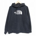 L★古着 ノースフェイス 長袖 スウェット パーカー メンズ ビッグロゴ 黒 25nov18