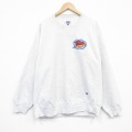 XL★古着 ラッセル 長袖 スウェット メンズ 00年代 00s クルーネック 薄グレー 霜降り 25nov18