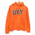 L★古着 長袖 スウェット パーカー メンズ OXY USA製 濃オレンジ 25nov18
