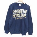 M★古着 長袖 スウェット メンズ 90年代 90s ノートルダム クルーネック USA製 紺 25nov19