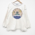 L★古着 bonjour 長袖 スウェット メンズ 90年代 90s 太陽 月 コットン クルーネック USA製 薄ベージュ 25nov20