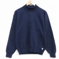 M★古着 ラッセル 長袖 スウェット メンズ 90年代 90s 無地 モックネック ハイネック USA製 濃紺 25nov20