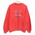 L★古着 ジャンスポーツ 長袖 スウェット メンズ 90年代 90s コーネル 刺繍 クルーネック USA製 赤 25nov28