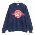 XL★古着 長袖 スウェット メンズ 90年代 90s 鳥 クルーネック USA製 濃紺 25nov28