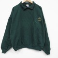 XL★古着 WEK 長袖 スウェット メンズ 90年代 90s ディズニー ミッキー 大きいサイズ コットン 襟付き USA製 緑【spe】 25dec08