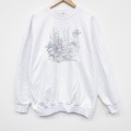 XL★古着 NORTHERN REFRECTIONS 長袖 スウェット メンズ 90年代 90s 花 クルーネック 白 25dec08