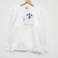 L★古着 長袖 スウェット メンズ 90年代 90s ロングビーチ 刺繍 クルーネック USA製 白 25dec08