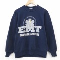 M★古着 ジャージーズ 長袖 スウェット メンズ 90年代 90s EMT クルーネック USA製 紺 25dec04