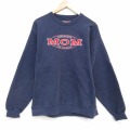 L★古着 ジャンスポーツ 長袖 スウェット メンズ 00年代 00s MOM 刺繍 クルーネック紺 25dec04