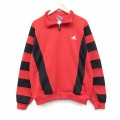 XL★古着 アディダス adidas 長袖 ハーフジップ スウェット メンズ 90年代 90s ワンポイントロゴ ラグラン 赤他 25dec05