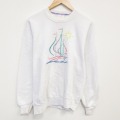 M★古着 ジャージーズ 長袖 スウェット メンズ 90年代 90s ヨット 刺繍 クルーネック USA製 白 25dec06