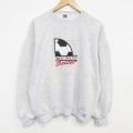 XL★古着 ラッセル 長袖 スウェット メンズ 90年代 90s サッカー 刺繍 クルーネック USA製 薄グレー 霜降り 25dec06