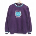 M★古着 ジャージーズ 長袖 スウェット メンズ 90年代 90s ゴルフ クルーネック USA製 濃紫 25dec06