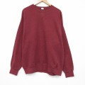 XL★古着 長袖 スウェット メンズ 90年代 90s 無地 クルーネック エンジ 25dec11