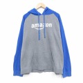XL★古着 長袖 スウェット パーカー メンズ アマゾン 大きいサイズ ツートンカラー ラグラン グレー他 霜降り 25dec12
