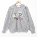 L★古着 ヘルスニット 長袖 スウェット メンズ 90年代 90s 車 ラグラン クルーネック グレー 霜降り 25dec11