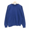 L★古着 リー Lee 長袖 スウェット メンズ 90年代 90s 無地 クルーネック USA製 紺 25dec12