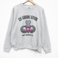 XL★古着 長袖 スウェット メンズ 90年代 90s ミリタリー パラシュート部隊 大きいサイズ クルーネック USA製 薄グレー 霜降り【spe】 25dec13