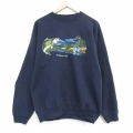 L★古着 長袖 スウェット メンズ 90年代 90s ミネソタ クルーネック USA製 紺 25dec12