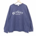 XL★古着 オールドネイビー 長袖 スウェット メンズ 90年代 90s ビッグロゴ 大きいサイズ クルーネック USA製 紺 25dec13