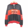 XL★古着 長袖 ハーフジップ スウェット メンズ 90年代 90s Carmel 襟付き ツートンカラー 濃グレー他 霜降り 25dec13