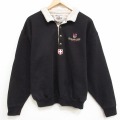 L★古着 長袖 スウェット メンズ 90年代 90s Boyne 襟付き USA製 黒 25dec13