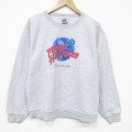 M★古着 長袖 スウェット メンズ 90年代 90s プラネットハリウッド クルーネック USA製 薄グレー 霜降り 25dec15