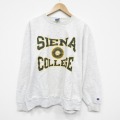 XL★古着 チャンピオン champion 長袖 スウェット メンズ 90年代 90s SIENA カレッジ クルーネック USA製 薄グレー 霜降り 25dec17