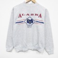 M★古着 TULTEX 長袖 スウェット メンズ 90年代 90s アラスカ クルーネック USA製 薄グレー 霜降り 25dec17