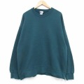 XL★古着 長袖 スウェット メンズ 90年代 90s 無地 大きいサイズ クルーネック 緑 25dec15