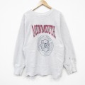 L★古着 長袖 スウェット メンズ 90年代 90s MONMOUTH カレッジ クルーネック USA製 薄グレー 霜降り 25dec18