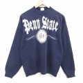 L★古着 長袖 スウェット メンズ 90年代 90s Penn カレッジ クルーネック 紺 25dec17