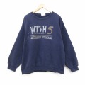 XL★古着 リー Lee 長袖 スウェット メンズ 90年代 90s WTVH 大きいサイズ クルーネック USA製 紺 25dec19