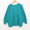 XL★古着 ヘインズ 長袖 スウェット メンズ 90年代 90s 無地 ラグラン クルーネック 青緑 25dec19