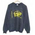 L★古着 長袖 スウェット メンズ 80年代 80s バッファロー ラグラン クルーネック 黒 25dec20