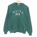M★古着 リー Lee 長袖 スウェット メンズ 90年代 90s MAINE クルーネック USA製 緑 25dec20