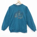 L★古着 NORTHERN REFRECTIONS 長袖 スウェット メンズ 00年代 00s 犬 クルーネック 青緑 25dec20